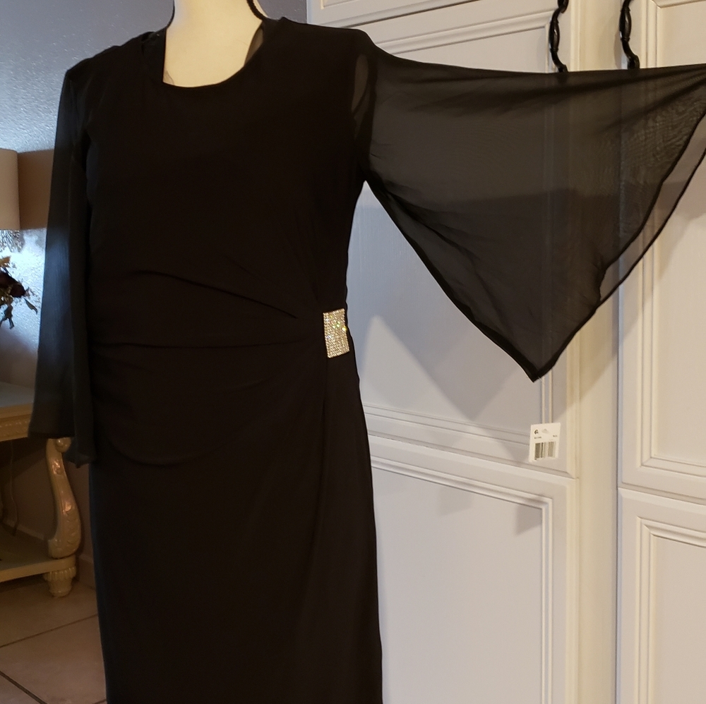 Fancy long sleeve black dress